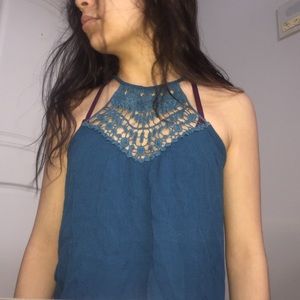 Pretty blue laced halter top